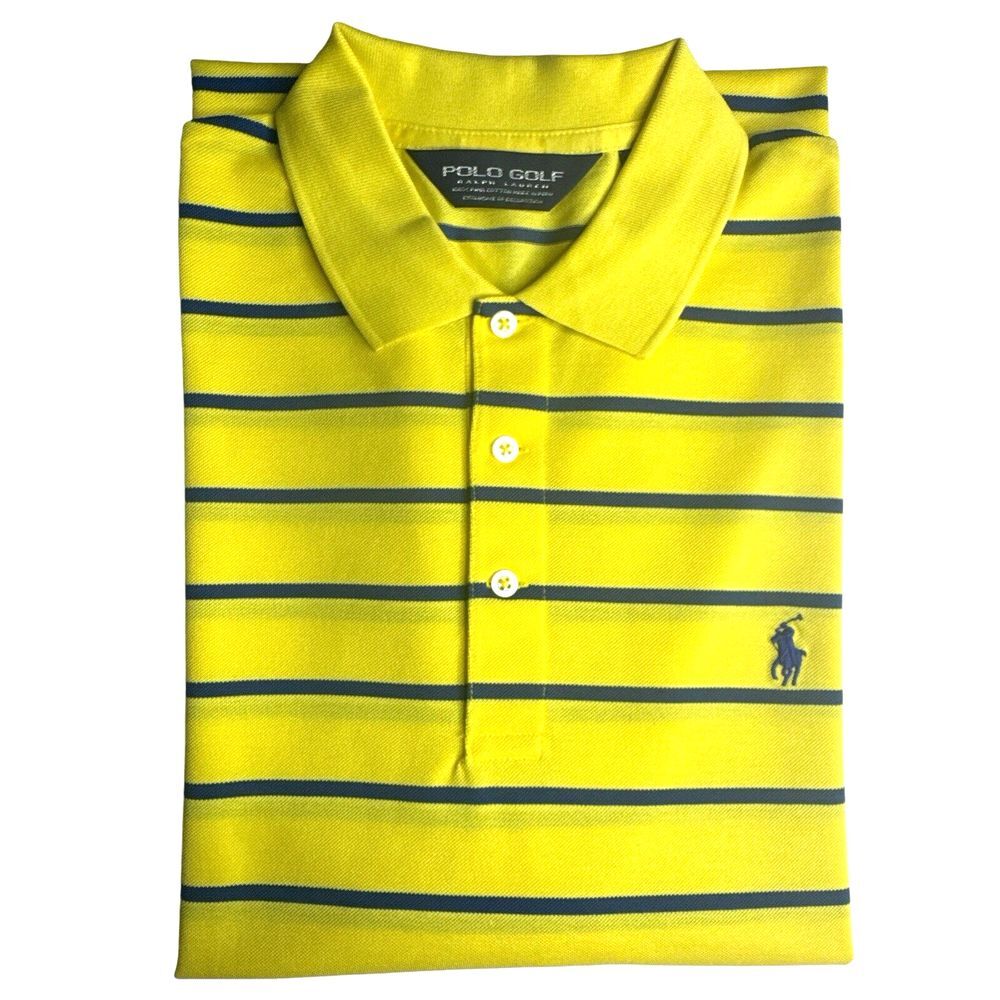 Polo Golf Ralph Lauren Yellow Striped Polo, 100% Pima Cotton, Size XL